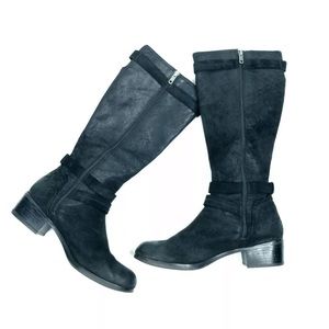 UGG Darcie Black Suede Tall Riding Boots 10